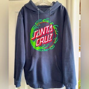 Santa Cruz Navy Hoodie Sweatshirt. Size Medium